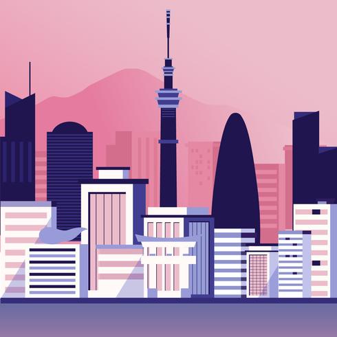 490x490 Tokyo Skyline Vector Illustration