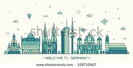 450x232 German Skyline, Detailed Silhouette Berlin, Dresden, Frankfurt
