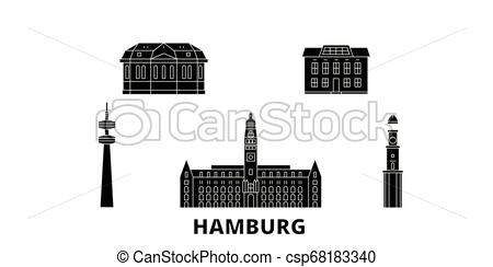 450x244 Germany, Hamburg Flat Travel Skyline Set Germany, Hamburg Black