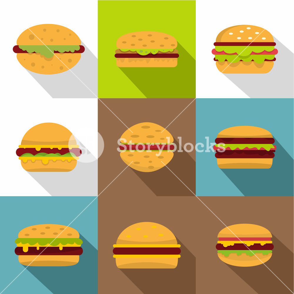 1000x1000 Hamburger Icons Set Flat Set Of Hamburger Vector Icons For Web