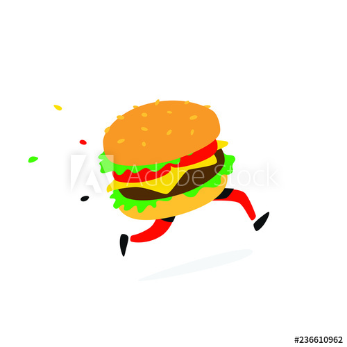 500x500 Icon Running Hamburger Vector Logo For Fast Food And Food
