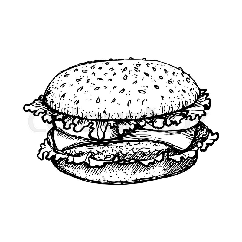 800x800 Sketch Hamburger Or Burger Vector Logo Stock Vector Colourbox