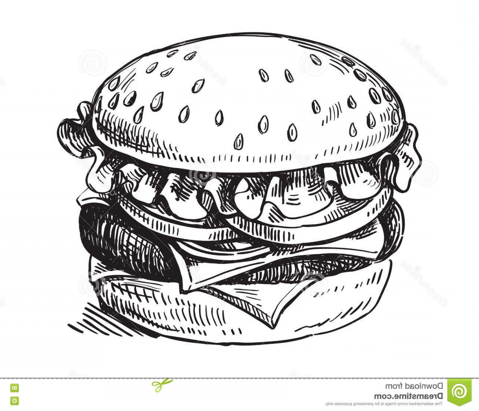 1560x1339 Stock Illustration Black Hand Drawn Hamburger Vector White