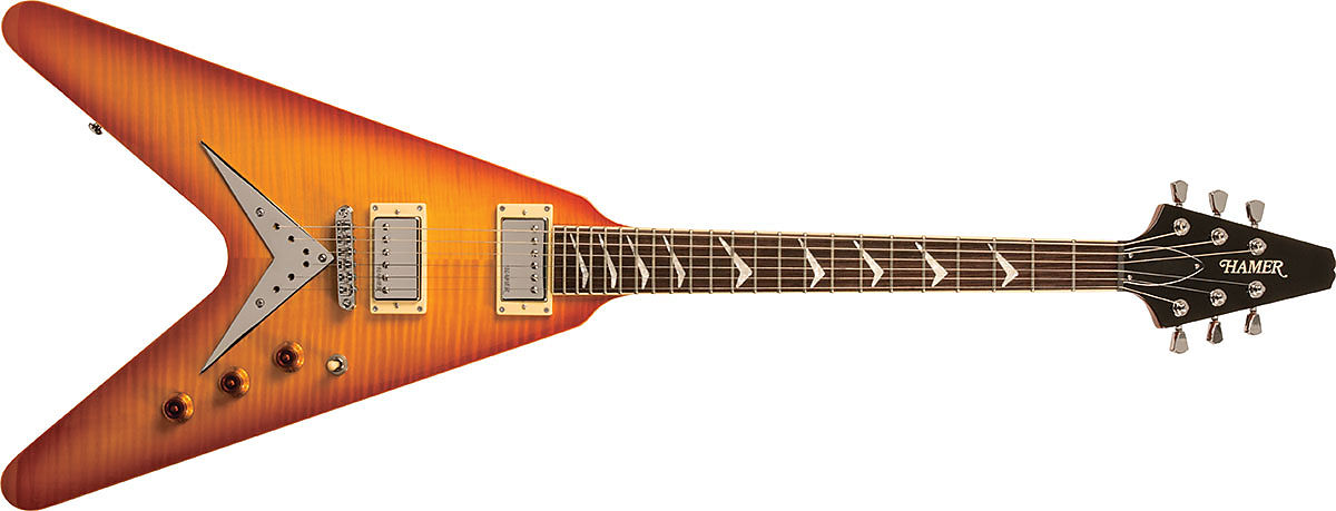 1200x459 Hamer Vector Flame Top, Vecf Hb U, Honey Burst, With Hamer