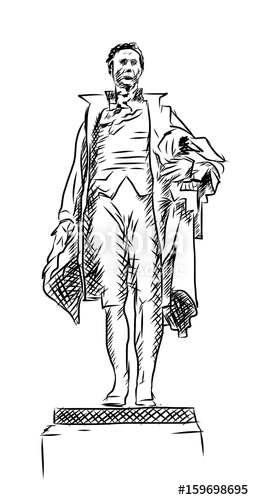 Hand Drawn Sketch Of Alexander Hamilton Statue In Vector 254x500 Hand Drawn Sketch Of Alexander Hamilton Statue In Vector