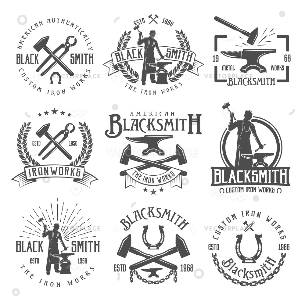 1000x1000 Blacksmith Graphic Vintage Emblems Working Craftsman Vector
