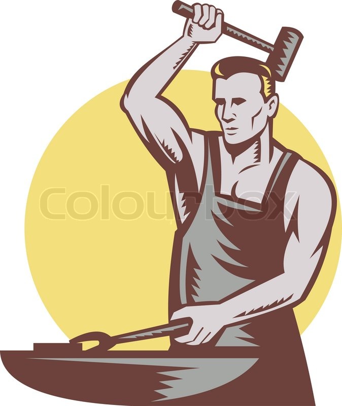 674x800 Blacksmith With Hammer Anvil Vector Stock Vector Colourbox