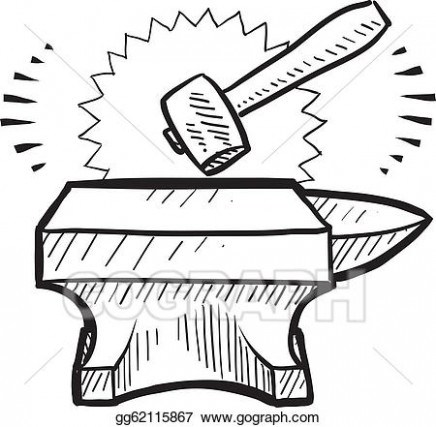 436x427 Vector Art Hammer And Anvil Sketch Clipart Drawing