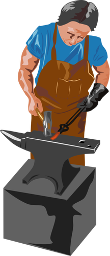 216x500 Vector Image Of Blacksmith Working With A Hammer And Anvil