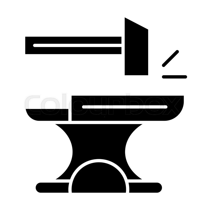 800x800 Anvil With Hammer Solid Icon Stock Vector Colourbox