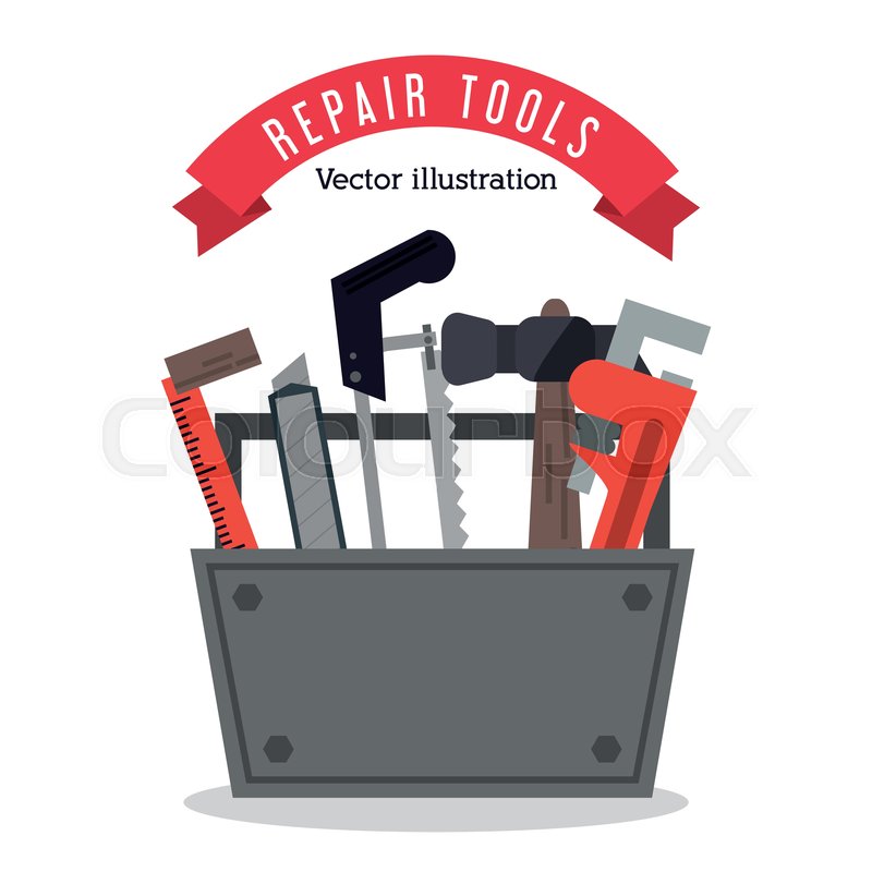 800x800 Hammer Ruler Wrench Saw Tools Kit Stock Vector Colourbox