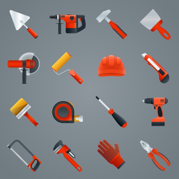 626x626 Repair And Construction Tools Icons Set With Hammer Saw