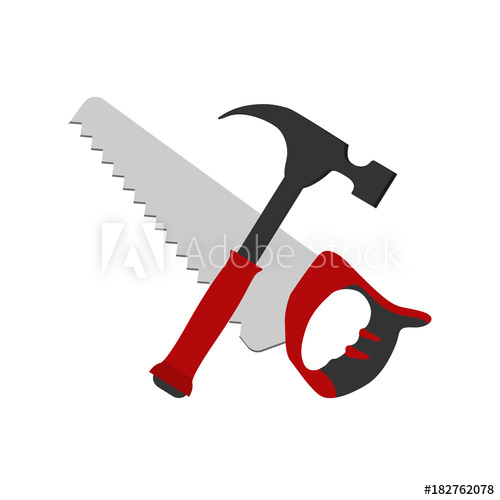 500x500 Saw And Hammer Icon Vector