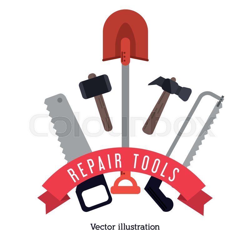 800x800 Shovel Hammer Saw Tool Icon Repair Stock Vector Colourbox