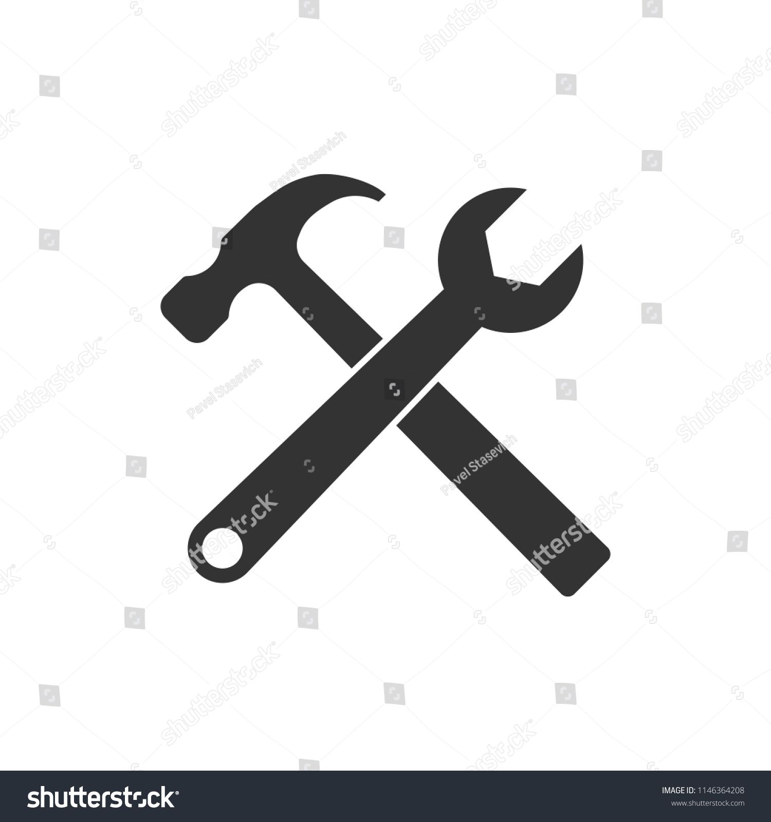 1500x1600 Hammer And Wrench Icon Vector Illustration, Flat Design Icon
