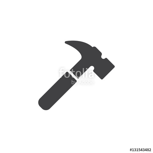 500x500 Hammer Icon Vector, Filled Flat Sign, Solid Pictogram Isolated