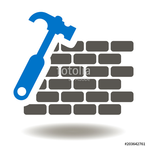 500x500 Bricks Wall Hammer Icon Vector Construction And Architecture