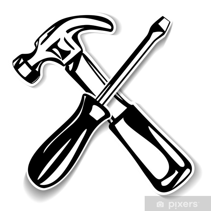 700x700 Screwdriver And Hammer Icon Vector Illustration Wall Mural