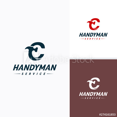 500x500 Handyman Services Logo Vector Design, Letter C Hammer Logo