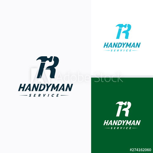 500x500 Handyman Services Logo Vector Design, Letter R Hammer Logo