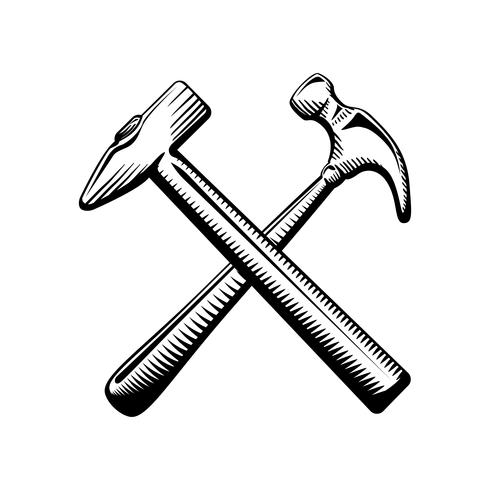 490x490 Two Crossed Hammers Symbol Vector