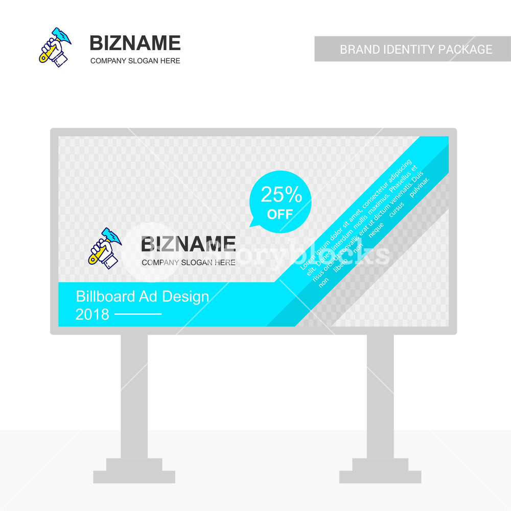 1000x1000 Company Bill Board Design With Hammer Logo Vector Royalty Free