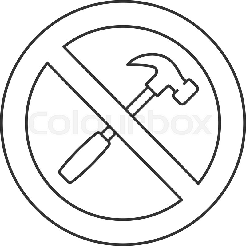 800x800 Forbidden Sign With Hammer Linear Stock Vector Colourbox