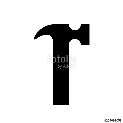 500x500 Hammer Vector Silhouette, Tools Icon, Simple Hammer Shape Stock