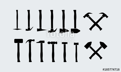 500x300 Set Of Different Hammer Silhouette Vector Stock Image And Royalty