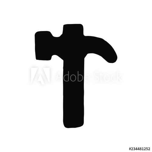 500x500 Hammer Silhouette Vector Icon Isolated Object