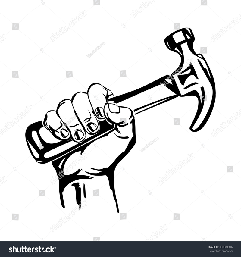 800x853 Download Free Png Hand Holding Hammer Vector Bl