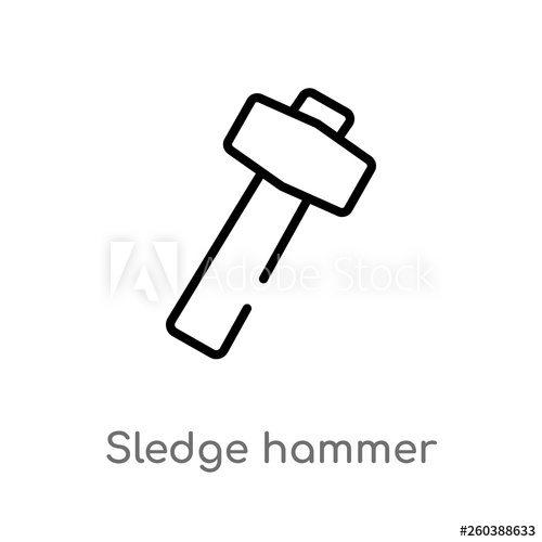 500x500 Outline Sledge Hammer Vector Icon Isolated Black Simple Line