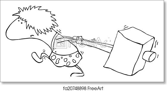 561x306 Free Art Print Of Primitive Man With A Hammer, Vector Primitive