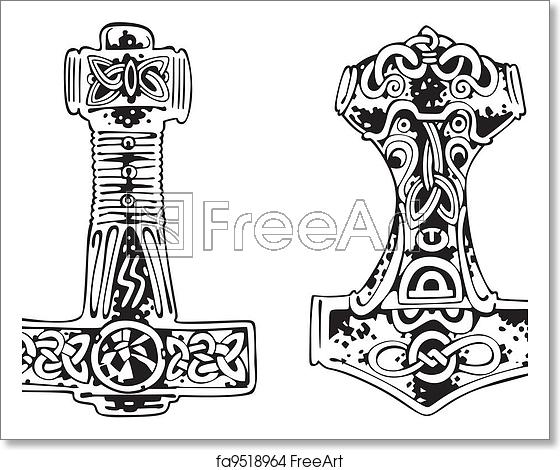 560x470 Free Art Print Of Thor's Hammers Vector Set Freeart