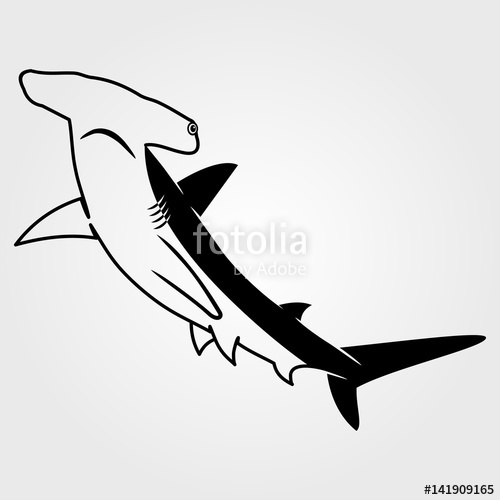 500x500 Hammerhead Shark Icon Isolated On White Background Stock Image