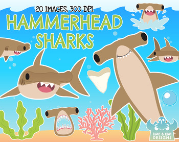 350x278 Hammerhead Sharks Clipart, Instant Download Vector Art
