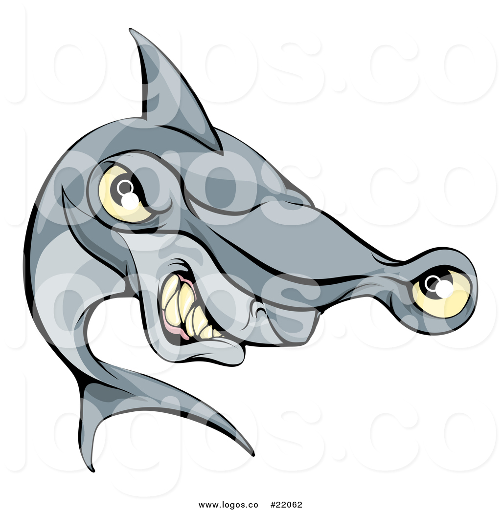 1024x1044 Vector Logo Of A Cartoon Aggressive Grinning Hammerhead Shark