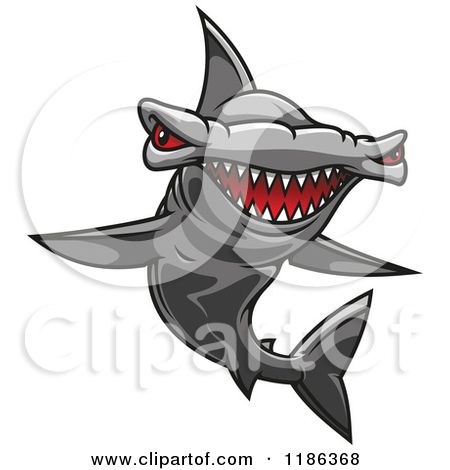 450x470 Clipart Of A Red Eyed Hammerhead Shark