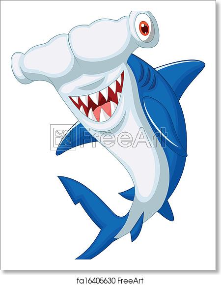450x580 Free Art Print Of Cute Hammerhead Shark Cartoon Vector