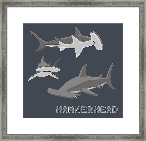 600x578 Hammerhead Shark Cartoon Vector Illustration Framed Print