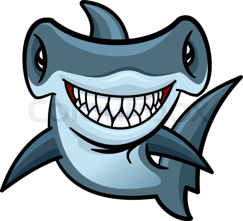 800x729 Happy Voracious Cartoon Hammerhead Stock Vector Colourbox