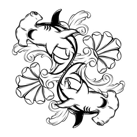 450x450 Vector Hand Drawn Illustration Of Hammerhead Shark Isolated