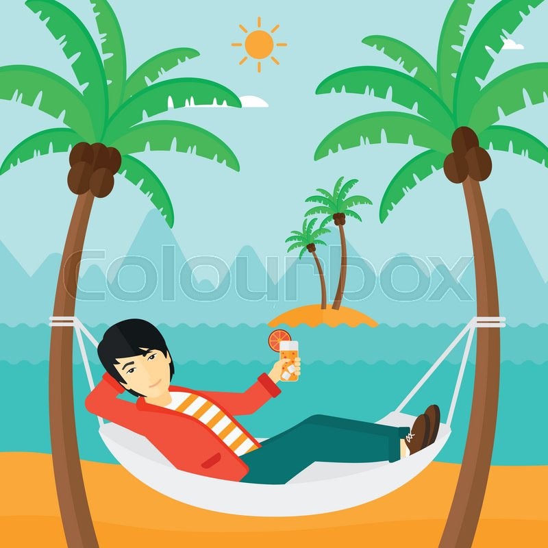 800x800 An Asian Man Chilling In Hammock On Stock Vector Colourbox