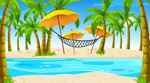 626x347 Beach Scene With Hammock Vector Free Download