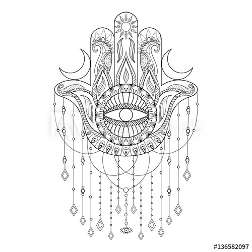 500x500 Hamsa Hand Vector Illustration Hand Drawn Symbol Of Protection