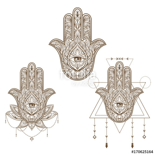 500x500 Hand Drawn Ornate Amulet Hamsa Hand Of Fatima Ethnic Amulet