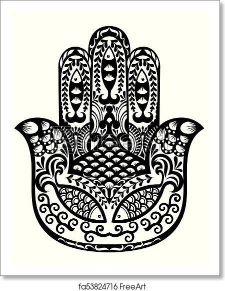 450x580 Free Art Print Of Hamsa, Hand Of Fatima, Vector Illustration