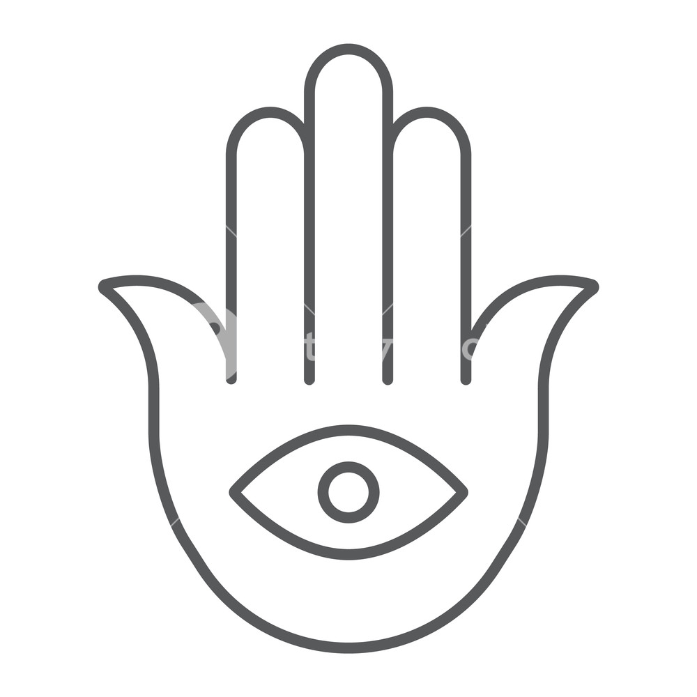 1000x1000 Hamsa Thin Line Icon, Luck And Talisman, Hand Sign, Vector