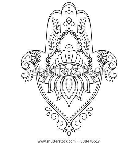 450x470 Vector Hamsa Hand Drawn Symbol Decorative Pattern In Oriental