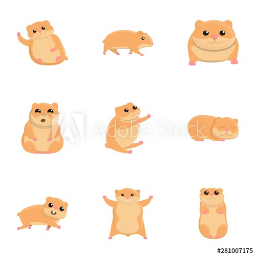 500x500 Cute Hamster Icon Set Cartoon Set Of Cute Hamster Vector Icons